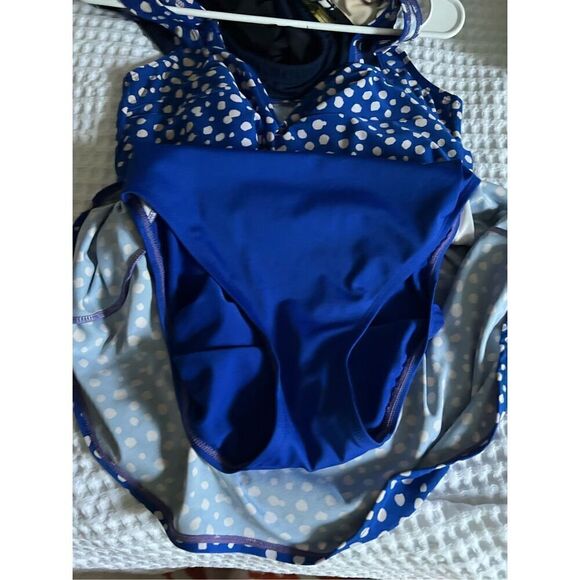 Garbar blue and white polka dot One Piece Swimdress size 14 - Picture 3 of 6